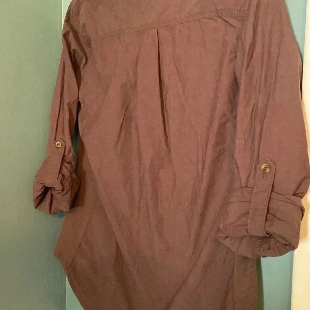 Carhartt women’s brown button down collard shirt - size medium 8/10 - Picture 7 of 8